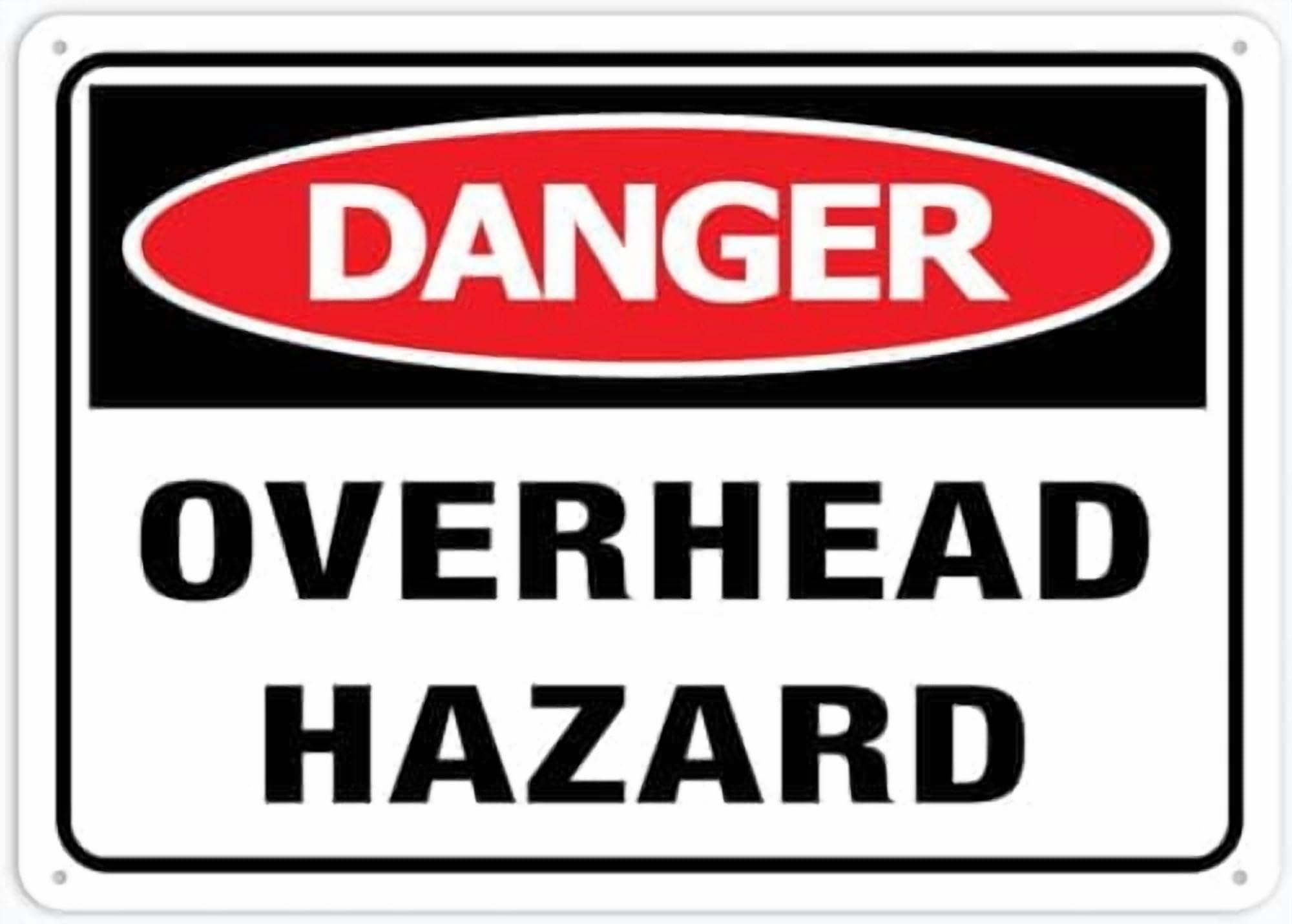 (2-Pack) Metal Tin Sign Danger Overhead Hazard 8 X 12 Inches Rust Free - Uv Protected,Weatherproof And Fade Resistant
