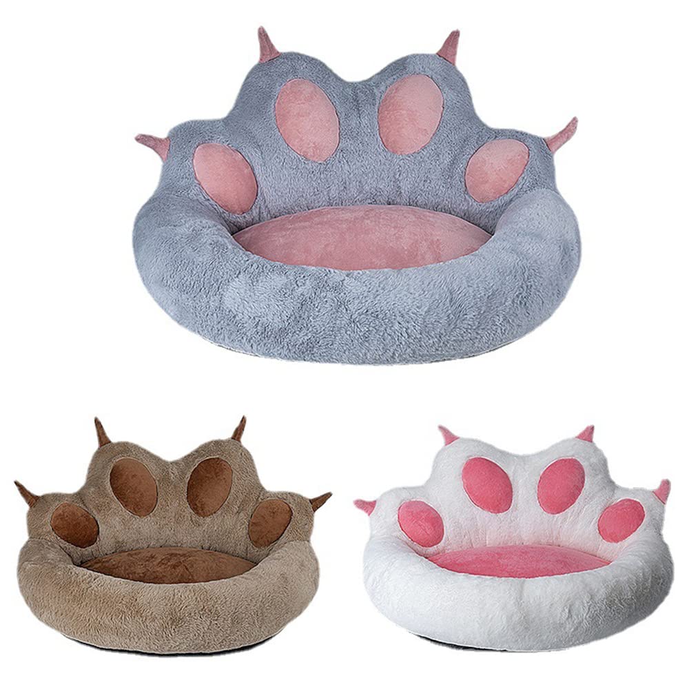 Cama Tridimensional para Perros con Garra De Gato Camas para Perros Calmantes Banco Redondo para Perros Y Gatos Perrera Suave Y Cálida,Blanco,68x60x35cm