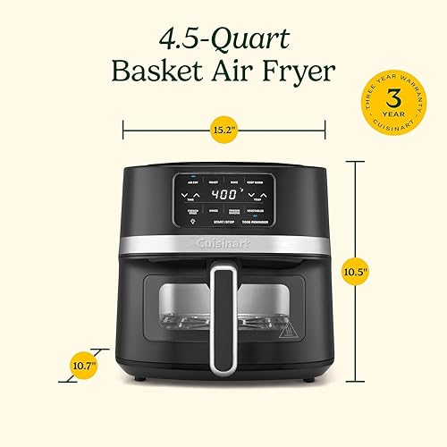 Miniatura 6 de Cuisinart Freidora de aire de cesta de 4.5 cuartos de galón, luz interior, piezas aptas para lavavajillas, 4 preajustes, asar, hornear, asar, freír