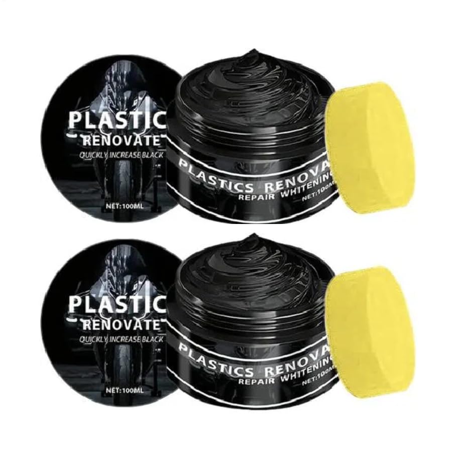Black Trim Restorer 2 x 100 ml – Renovador de de secado rápido para interior y exterior de coche, protección UV, resistente a la intemperie, alto brillo, revitaliza, goma y vinilo, para