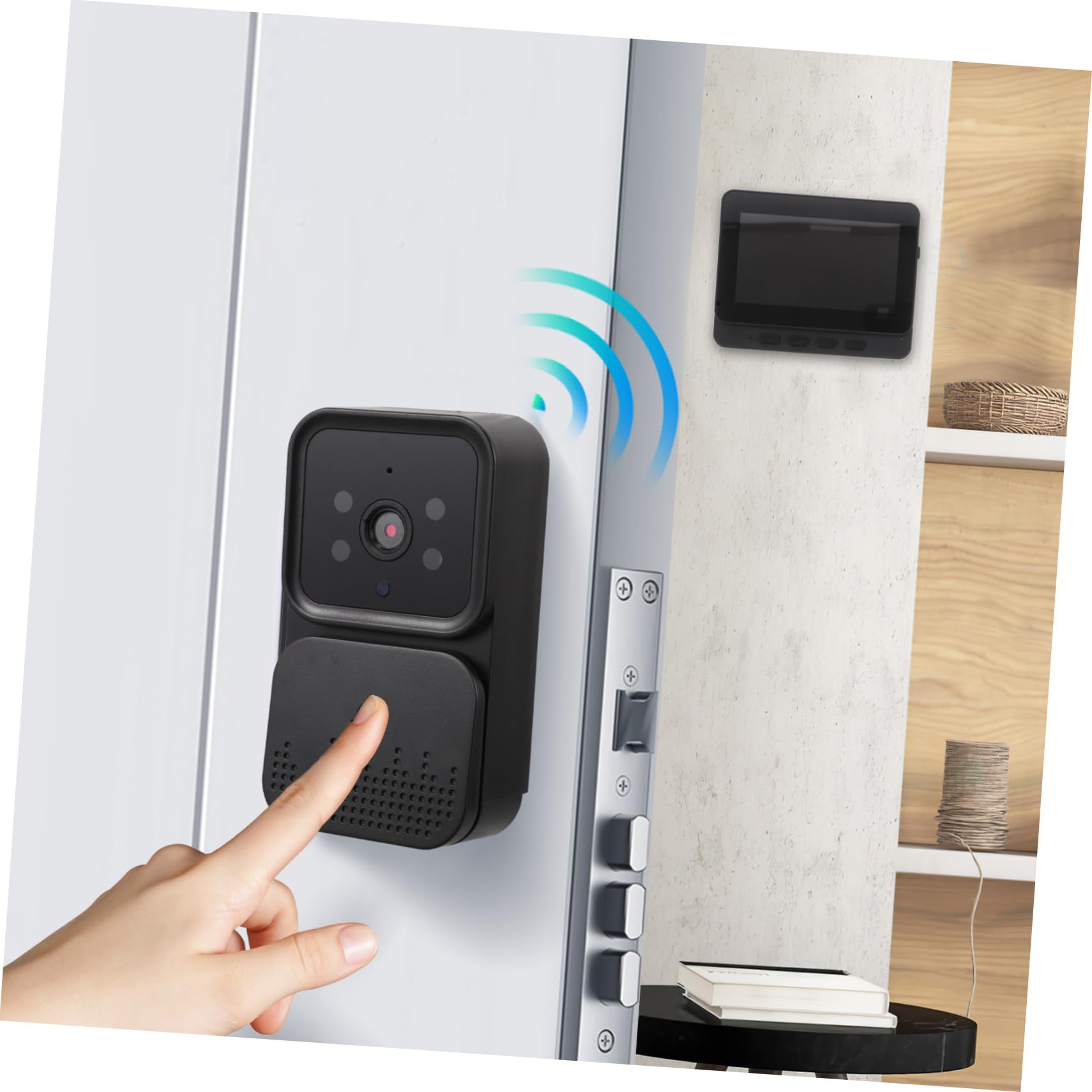 Mikikit Videocitofono con Campanello Wireless Nero con Schermo 4, 3 | Video Monitoring, Comunicazione Bidirezionale, Plastica ed Elettronica, Uso Domestico Remoto