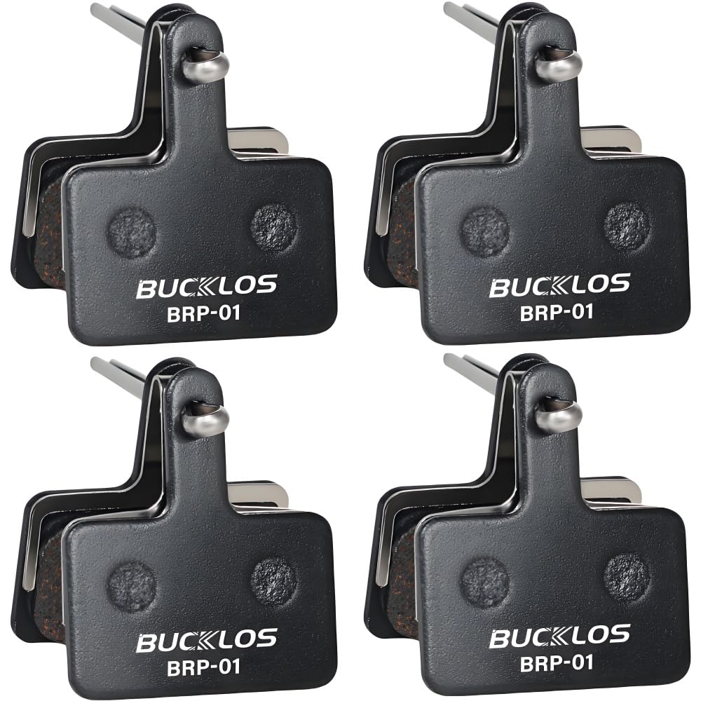 BUCKLOS Bike Brake Pads 4 Pairs Disc Brake Pads for Bicycle, mountain bike Electric Bike Brake Pads Replacement (Semi-Metallic-4 pairs)