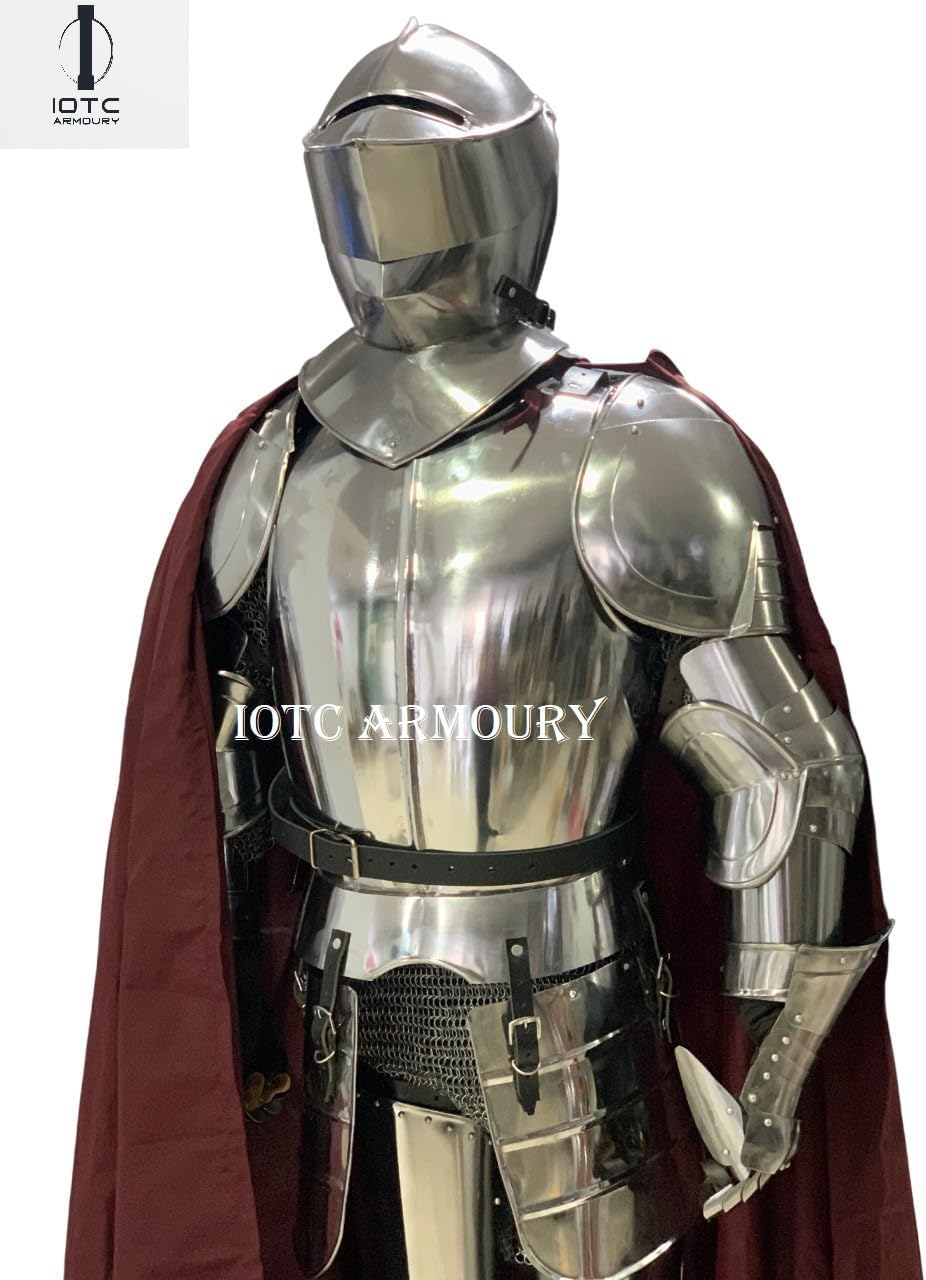 Medieval Knight Full Suit Of Armor Fully Wearable Armor Costume | 18-Gauge Steel Werable Reenactment Body Armor Costume With Helmet Best For LARP,SCA,Role-Playing| Display Suit Of Armor|Medieval Armor