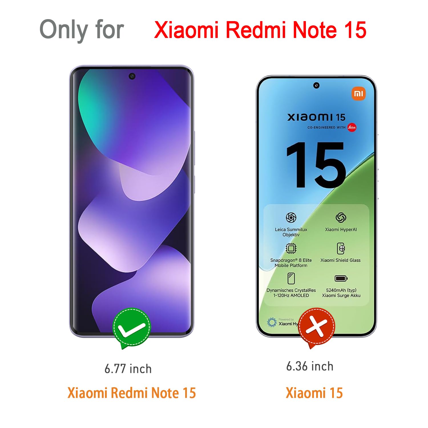 WFTE [Lot de 2 Verre Trempé pour Xiaomi Redmi Note 15 5G/4G, 3D Couverture Complète Film de Protection D'écran avec Haute Transparence à 99%, Anti-trace Protecteur avec Dureté 9H Glass (Noir)