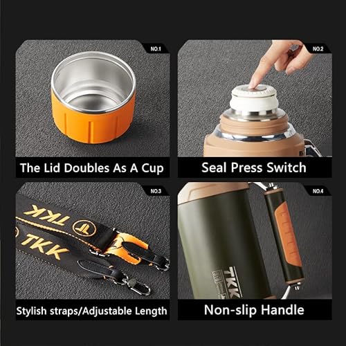 Large Coffee Thermos For Hot Drinks Stainless Steel Thermos 2Qt 64Oz Vacuum Insulated Bottle With Cup Handle Keeps Liquids Hot And Cold For Up To 24 For Outdoor Gathering Camping #TOP6