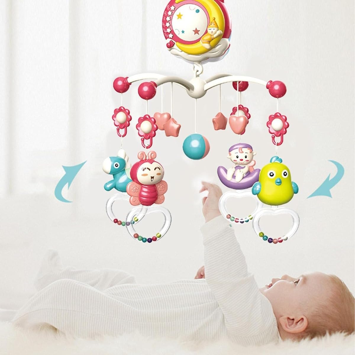 Amazon.co.jp: ベッドメリー オルゴール モビール 360度回転 ベッド