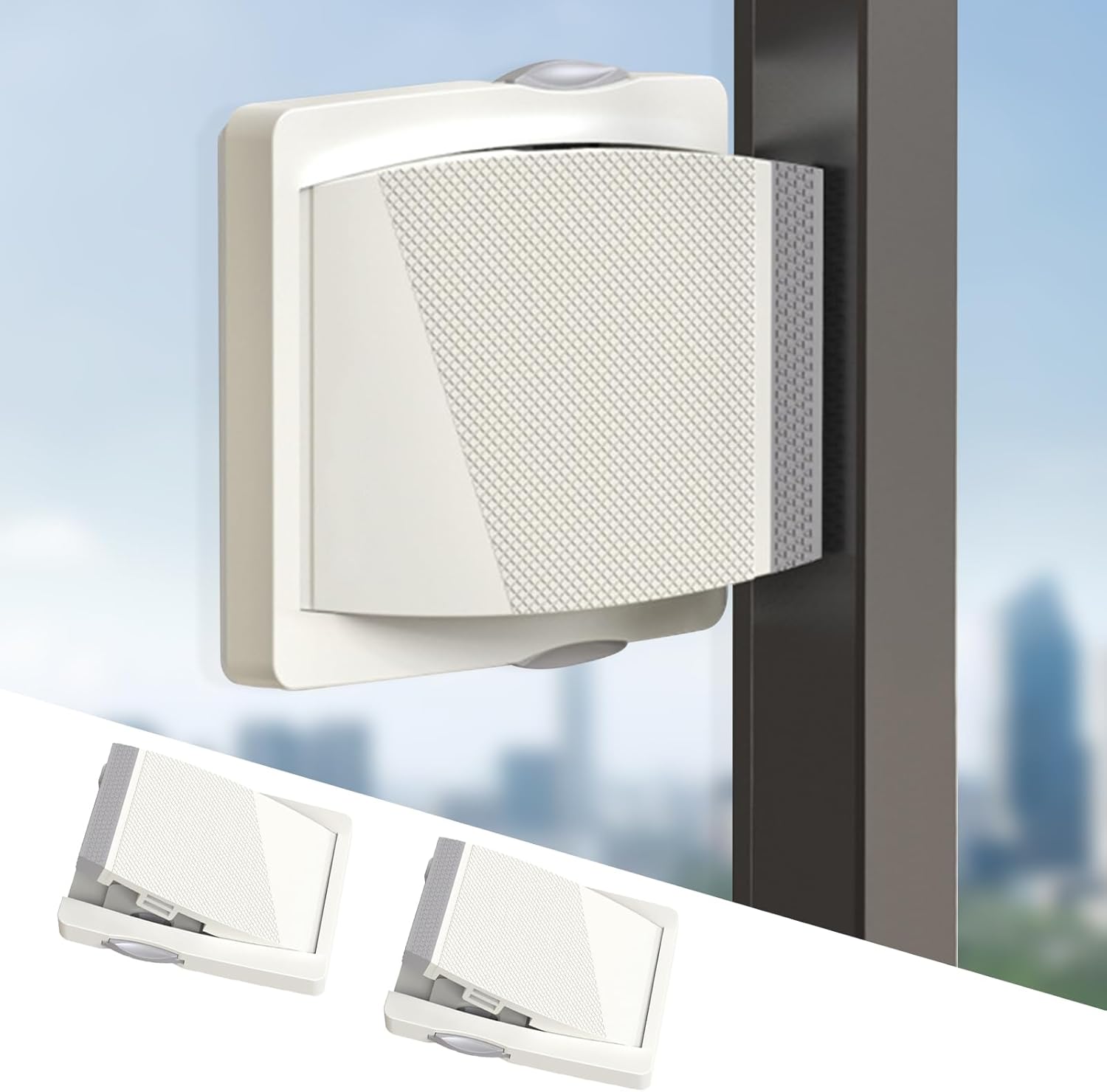 Sliding Door Lock for Kids – 2 Pack Plastic Sliding Window Locks, No-Drill Child Safety Locks for Sliding Glass Doors, Closets, Patios – Easy to Install Baby Proof Window Locks for Home Security