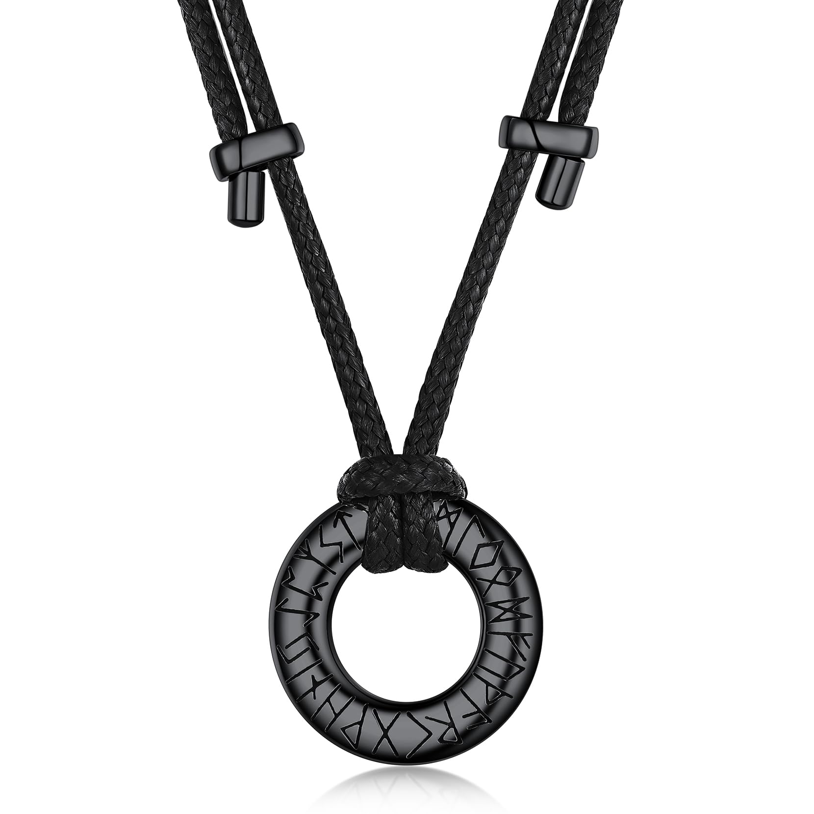 Richsteel Lederkette Herren Damen Wikinger kette für Herren Damen Edelstahl Halskette mit Mobius Rund/Unendlichkeit Runen Anhänger Lederhalsband verstellbar Wikinger Schmuck Geschenke