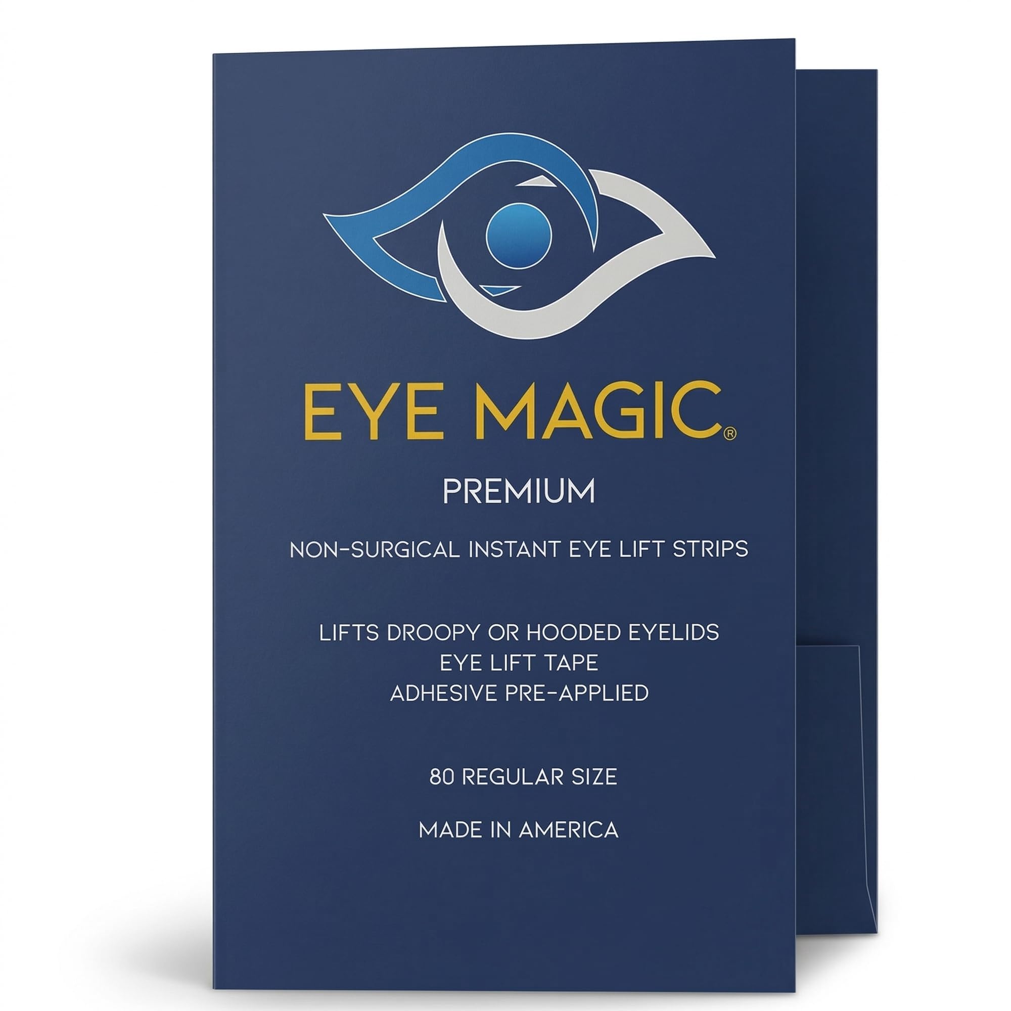 Premium Eye Lift Strips - Medium Size, 80 Count Refill Pack, Strips Only (no Gel), for Droopy, Sagging, or Hooded Eyelids, Hypoallergenic, Strong Hold, Made in USA