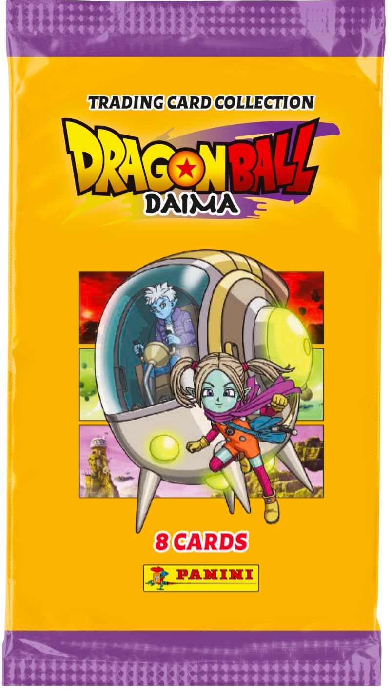 Panini Dragon Ball DAIMA Trading Cards - Caja de 18 Fundas (Fundas de 8 Cartas) + 1 Tarjeta de edición Limitada