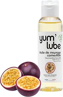 Yum'Lube | Huile de Massage Comestible Érotique Fruits de la Passion - Huile Massage Sensuel Couple - Huile Corps Relaxante Naturelle - Fabriqué en France - 100ml