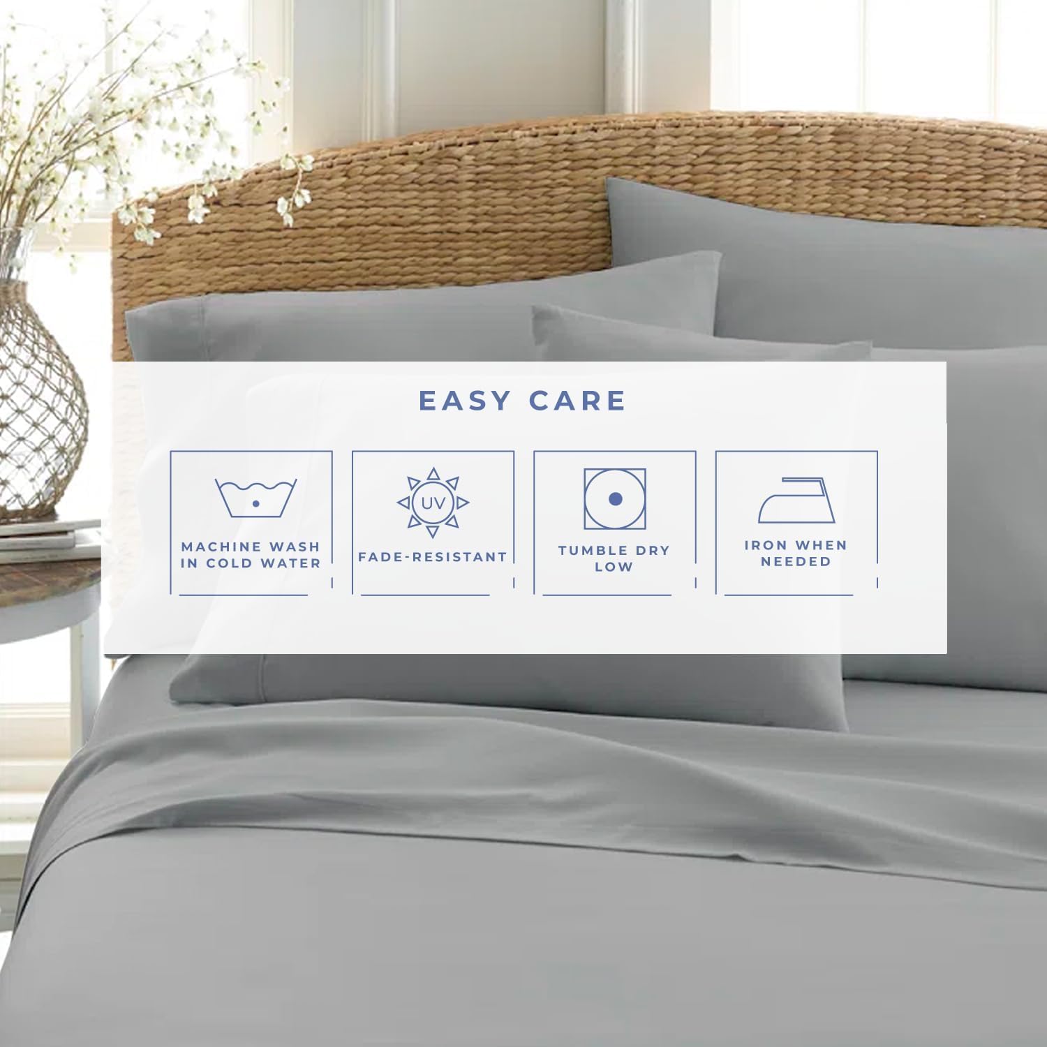 Sleepdown Drap-Housse 100% Satin de Coton Doux et Confortable, 40 cm, très Profond, 300 Fils au Pouce carré, Bleu Marine, lit Double