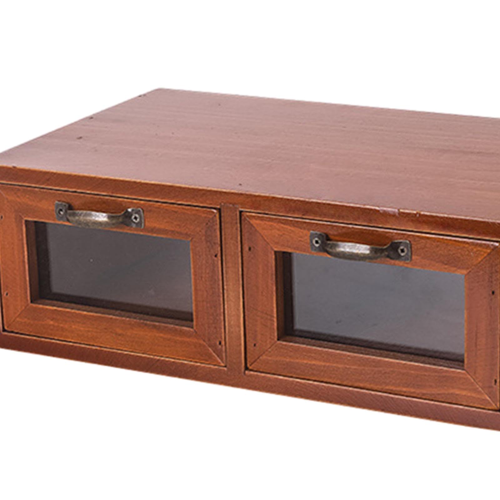 Supporto per, Supporto per Laptop, Supporto per Tablet, Organizer da Scrivania, Scatola Portaoggetti in Legno per Telecomandi, Accessori per M, Doppio cassetto