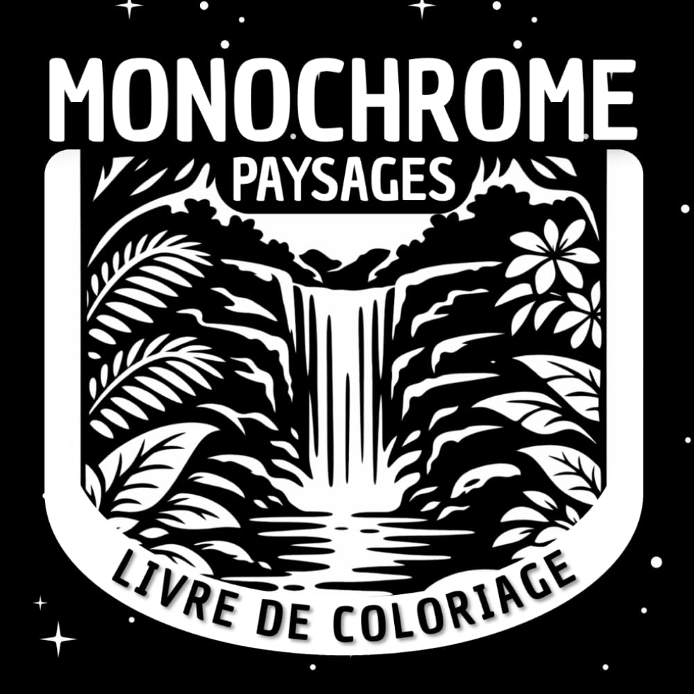 livre de coloriage monochrome paysages: Dessins Simples à Colorier pour les Adultes et les Débutants, incluant des paysages de montagnes et de forêts, idéaux pour la détente et la relaxation.