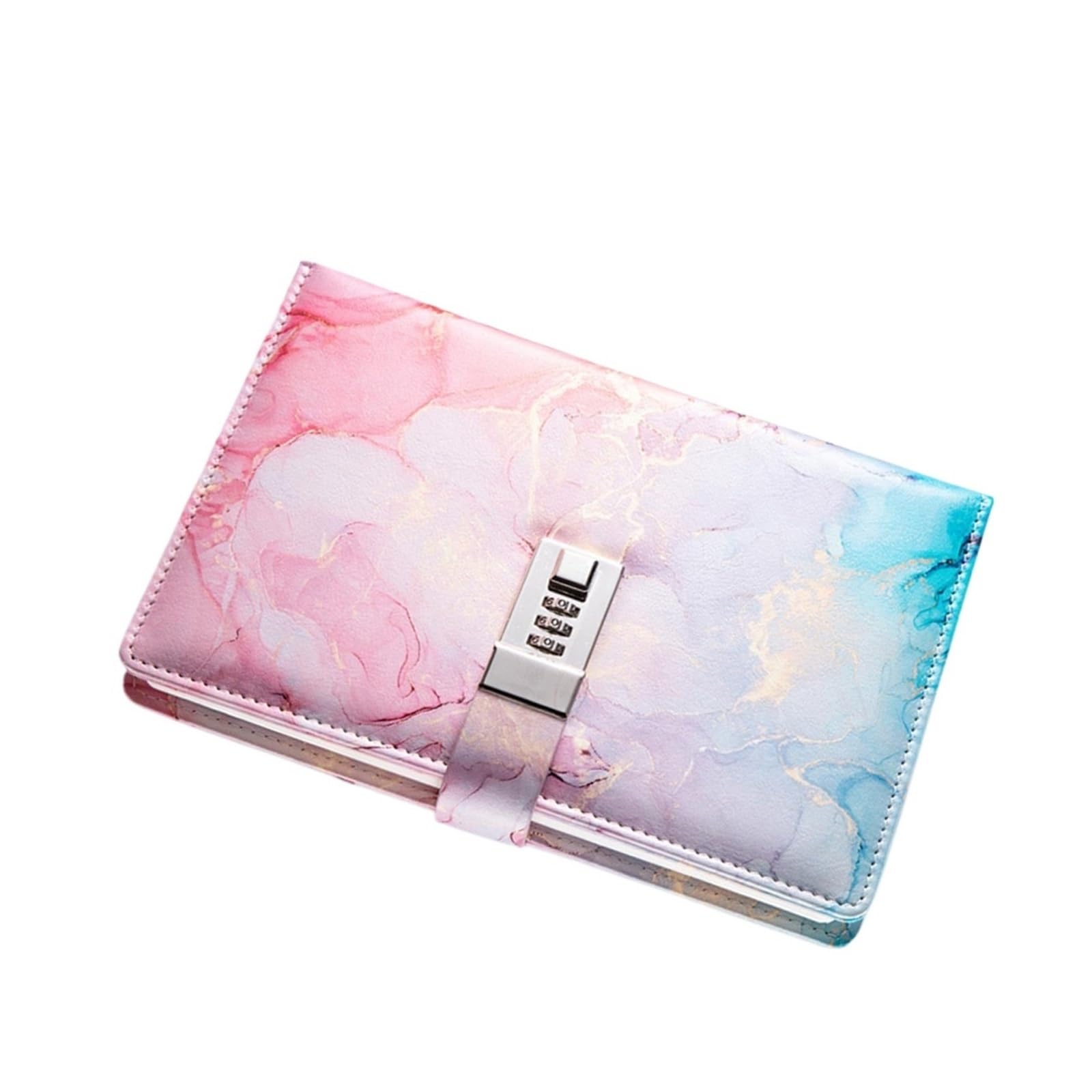 Cuaderno Diario con candado, Cuaderno Personal Grueso de 180 páginas, Diario con candado con contraseña para estudiar y Trabajar (Azul Oscuro) (Rosa)