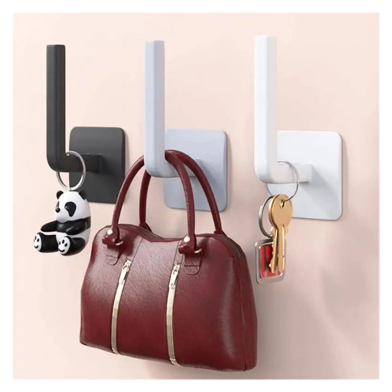 HLTYGWX Gancio da Parete Autoadesivo a Forma di L per Cucina sotto Il mobiletto, portarotolo di Carta, portasciugamani, Bagno, Porta WC, Facile da installare (Nero)