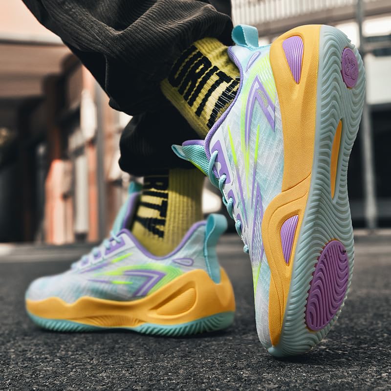 Basketball Shoes for Women and Men, Comfortable Lightweight Sports Outdoor Fashion Sneakers Green Size 7.5