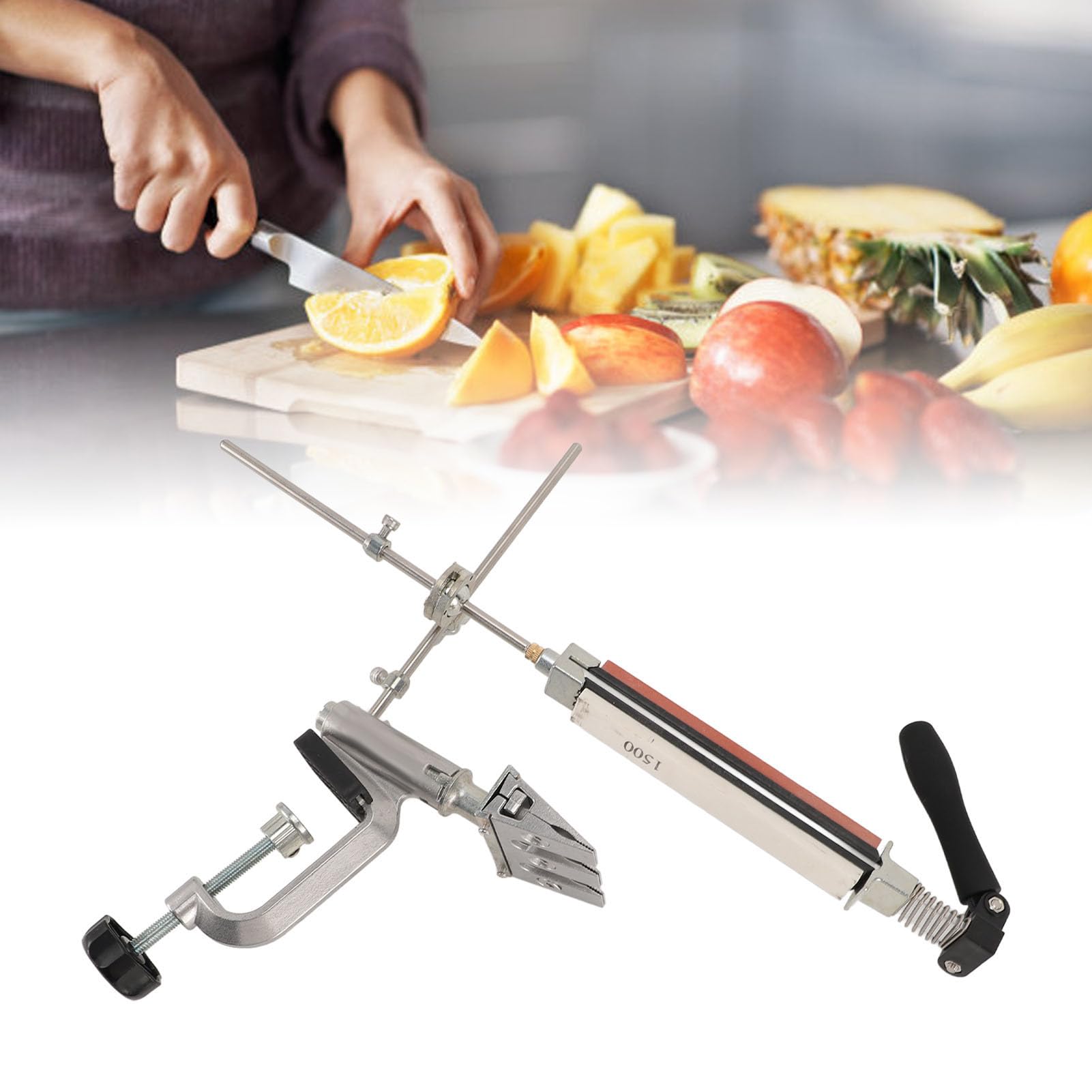 Kit professionale per affilare utensili ad angolo fisso con 6 pietre per affilare, grana da 180 a 3000, di affilatura di precisione per coltelli da, forbici, pinze, strut (B)