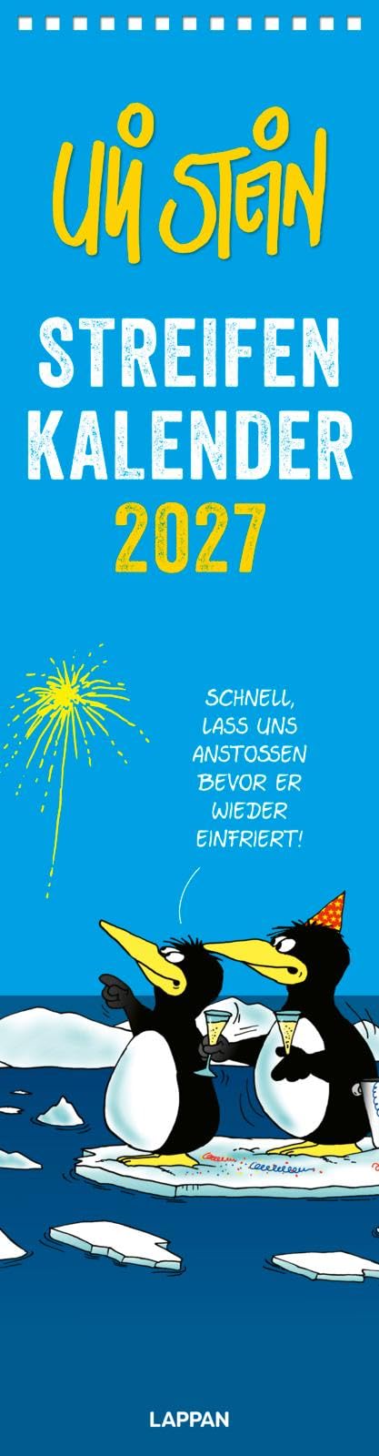 Uli Stein Streifenkalender 2027: Monatskalender für die Wand: schmal im Format 12 x 46 cm | Praktischer Terminplaner zum Aufhängen