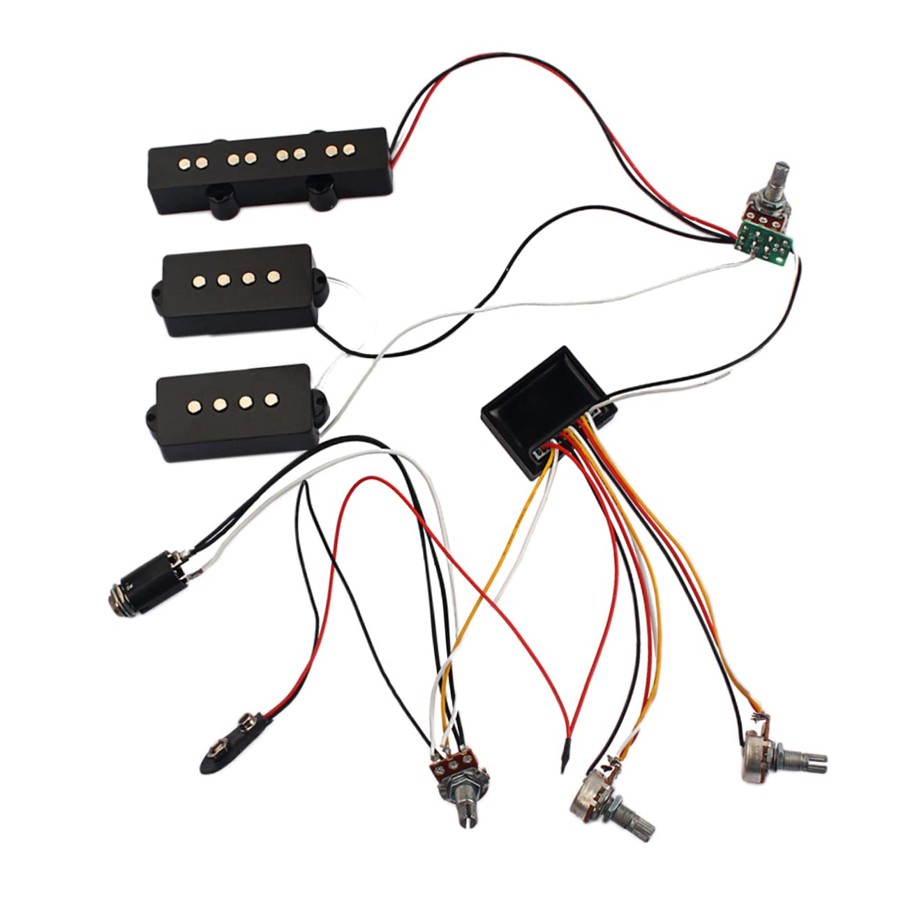 BESTonZON Bass Guitar Tone Control Harness 3 Band Equalizer Preamp Circuit Pickup Set