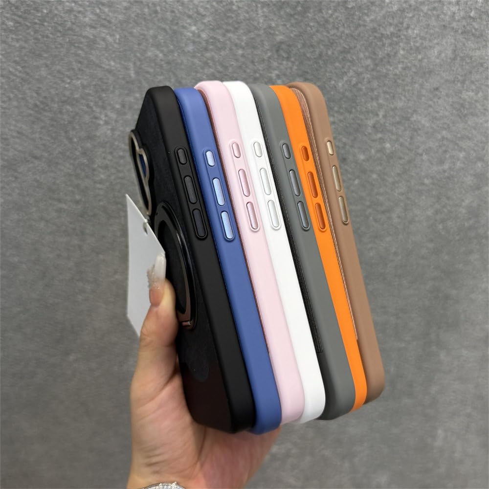 Magnetyczny obrotowy uchwyt 360° matowy pokrowiec do iPhone'a 17 16 15 14 13 Pro Max 17 Air z ładowaniem bezprzewodowym, odporny na wstrząsy, szary, do iPhone'a 17 Pro