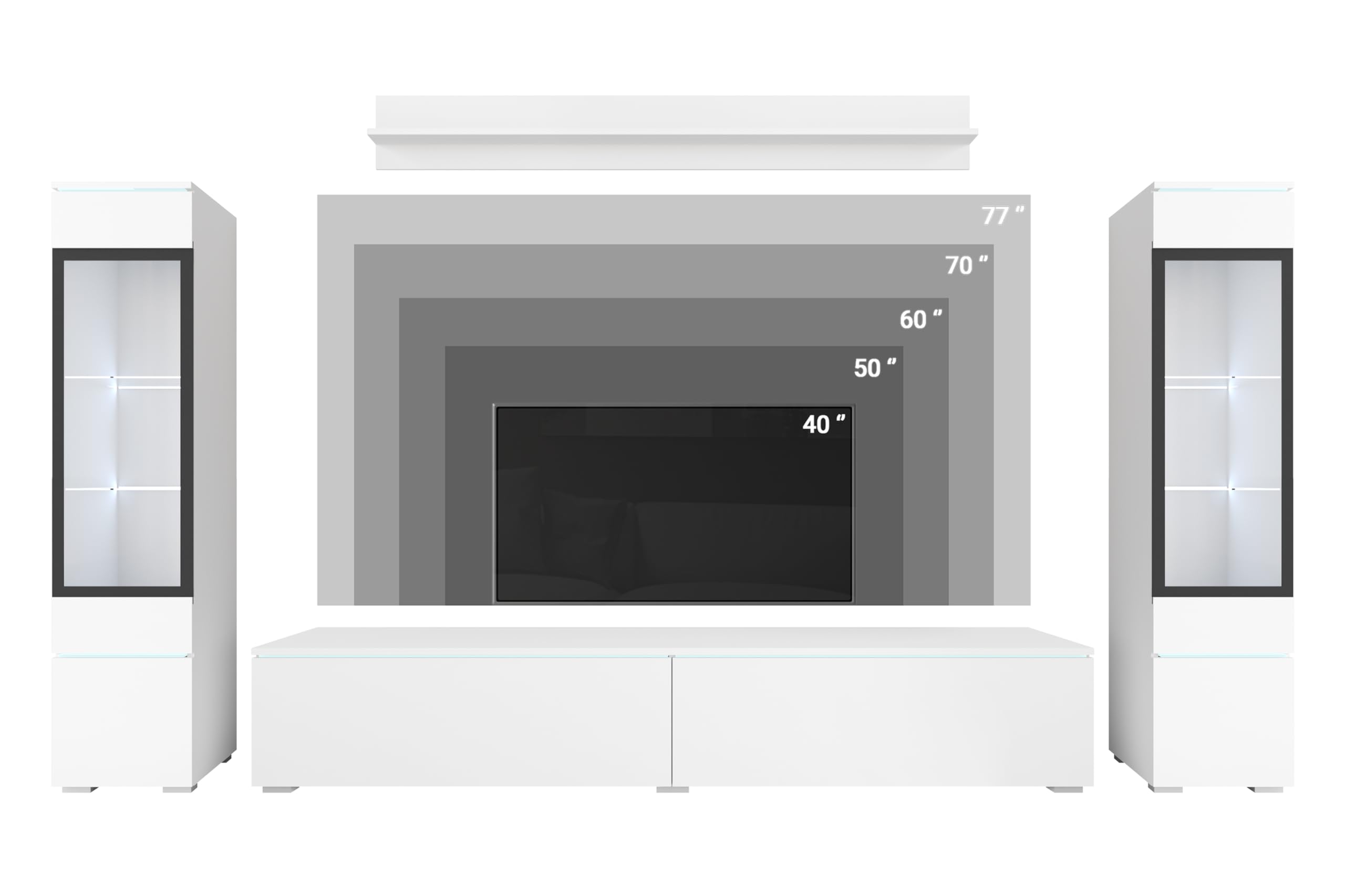 Set Mobili Soggiorno PIASKI Vera II - Moderno Con Illuminazione LED Opzionale, Colori Assortiti - Foto 12