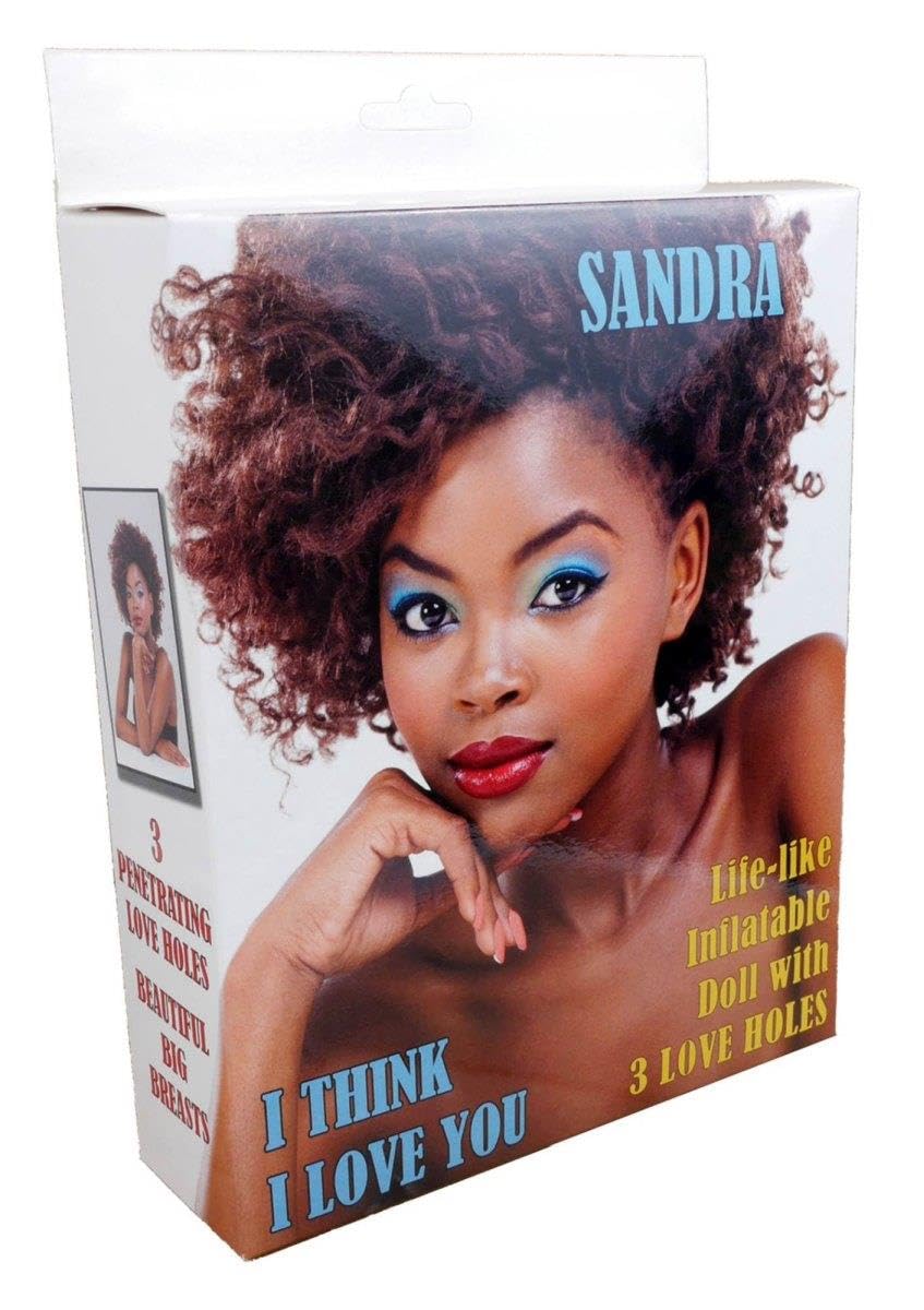 SANDRA BAMBOLA GONFIABILE NERA DI COLORE GRANDEZZA REALE 3 FORI