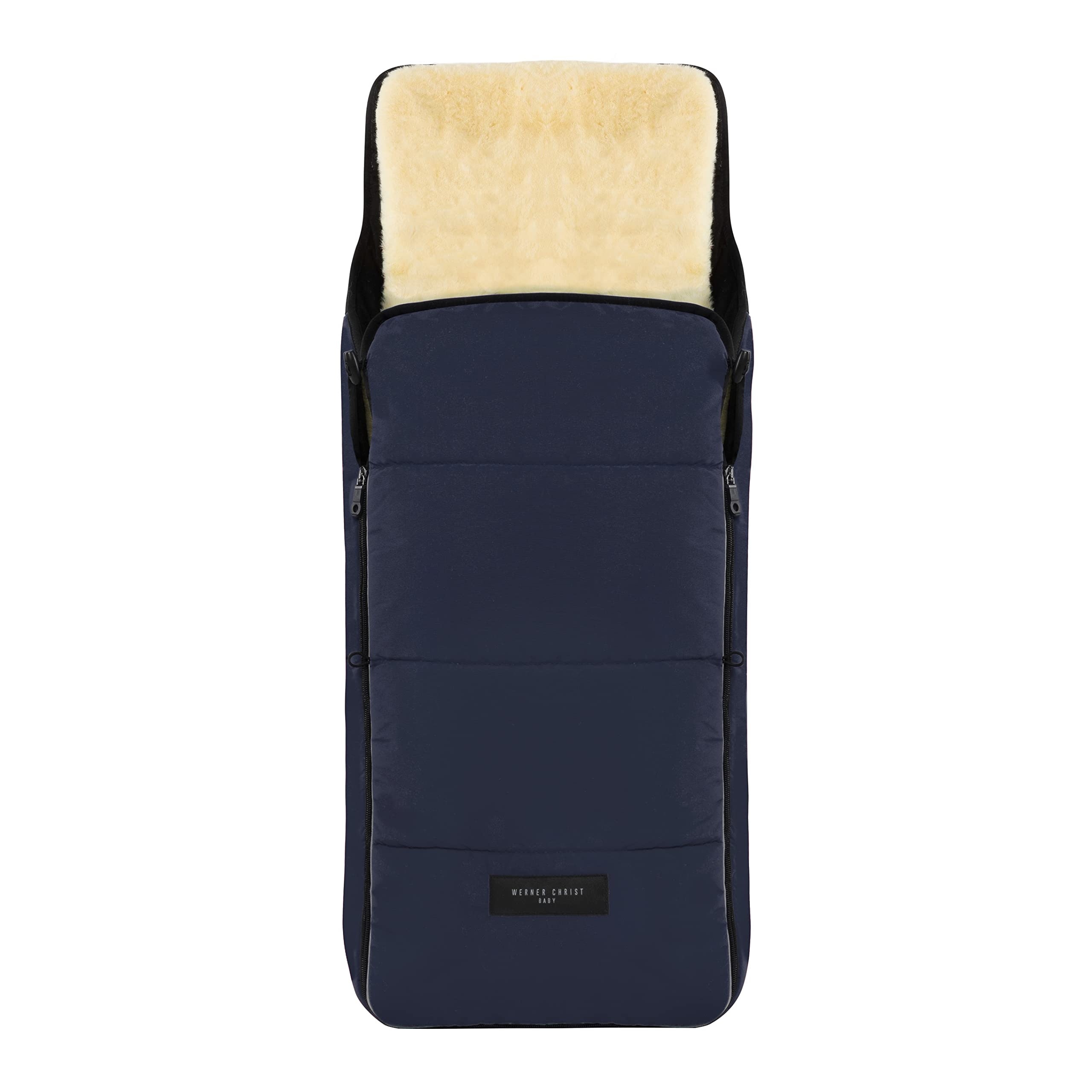 WERNER CHRIST BABY, Kinderwagen-Fußsack CORTINA – Thermo Winterfußsack (Kinder ab 6 - bis 36 Monate), mit herausnehmbarer Lammfelleinlage, medizinisches Fell, in Navy (dunkelblau)