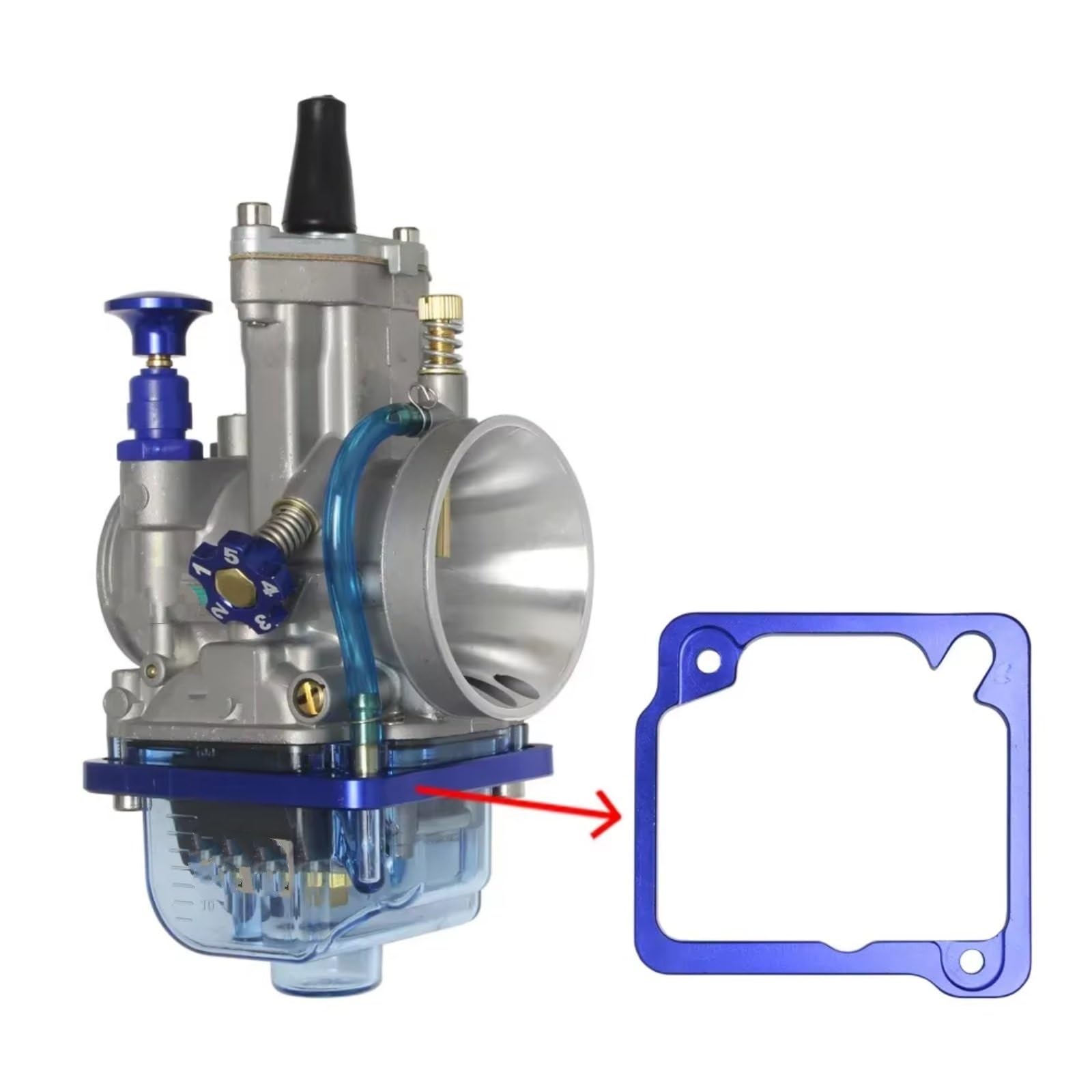 Carburatore universale RACING PWK 24mm 26mm 28mm 30mm 32mm 34mm con coperchio inferiore blu trasparente Carburatore Per Motore(24MM)