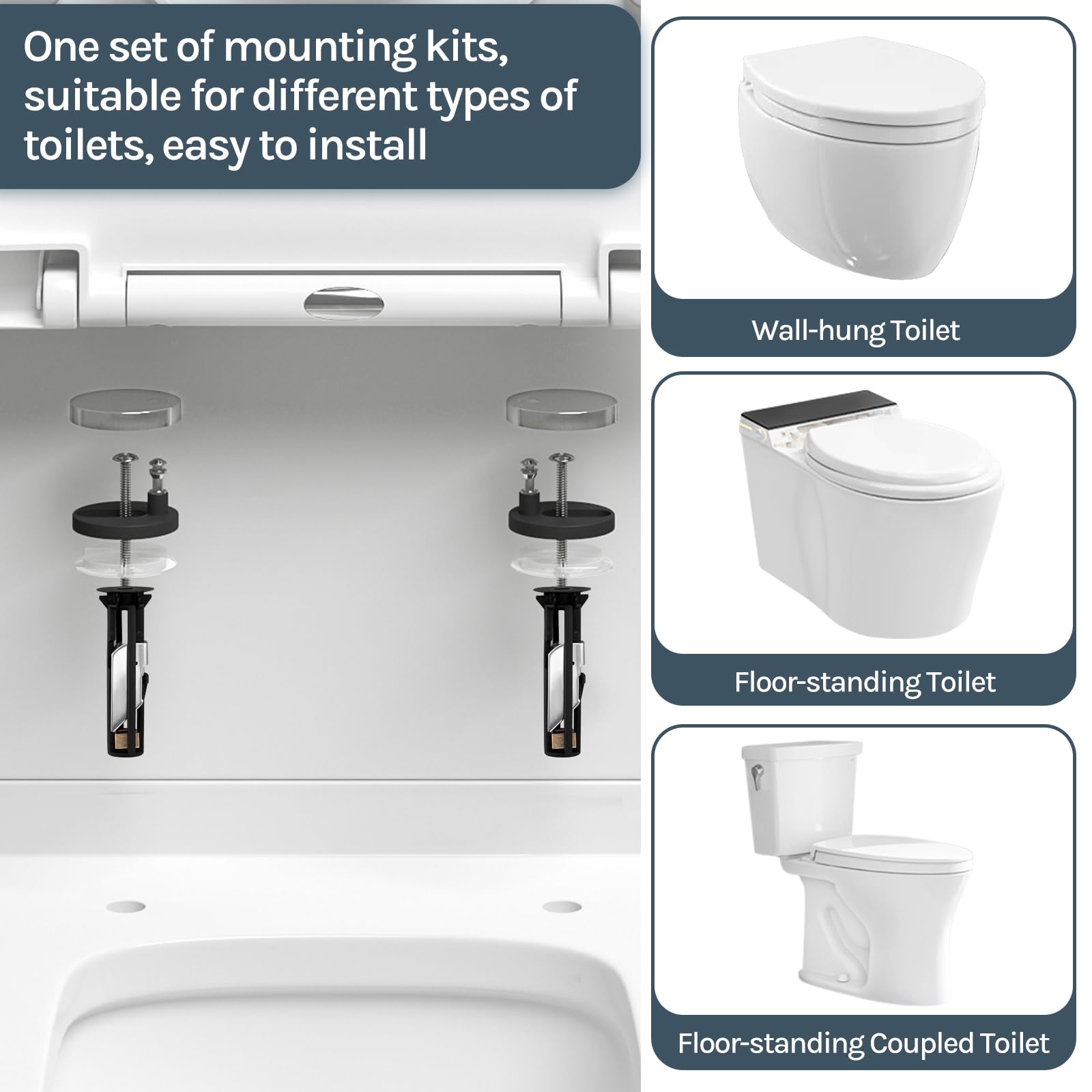 WOLTU Abattant WC Familial avec Siège de Toilette Enfant Détachable, Siège de Toilette à Fermeture Douce et à Dégagement Rapide, Abattant O, Montage Supérieur, Blanc