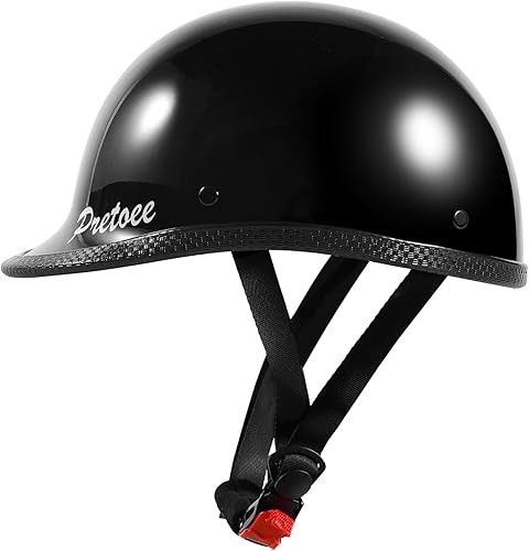 Casco de motocicleta de media cara, casco alemán para adultos, hombres y mujeres, casco negro retro para ciclomotor, aprobado por DOT