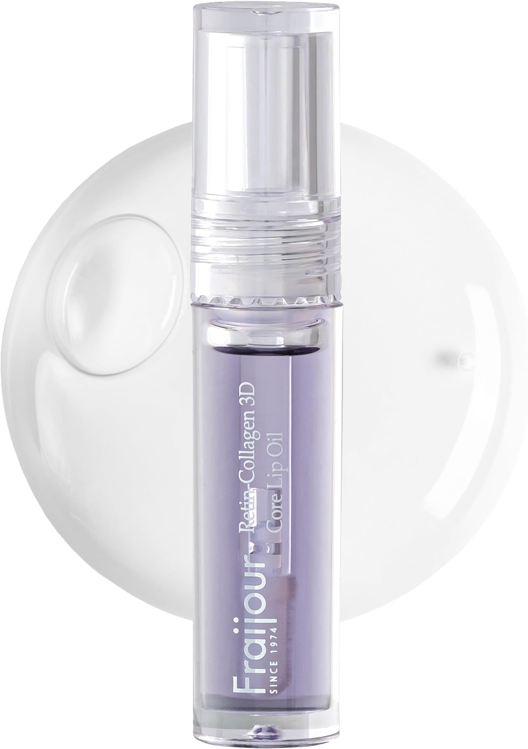 Fraijour Retin-Collagen 3D Core Lip Oil – Hydrating Lip Oil with Jojoba, Rosehip & Macadamia, Plumps & Firms Lips, Non-Sticky, Anti-Aging with Bakuchiol, Revives Natural Lip Color, 0.11 fl. oz.