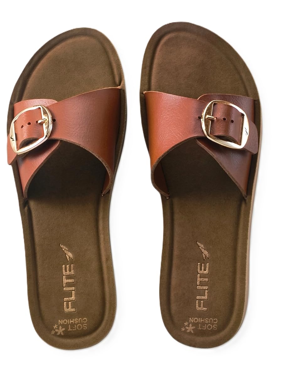 flite Relaxo Women's Stylish Buckle-Strap Comfort Slide Sandals – Soft Cushion Footbed-picture-2