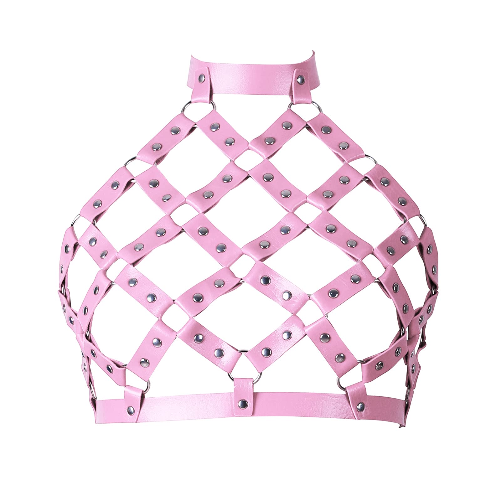 BBOHSSWomen's Body Harness Leather Bra Punk Tight Cage Top Adjustable Bra Festival Carnival Gothic Halloween Strap Dance Costume