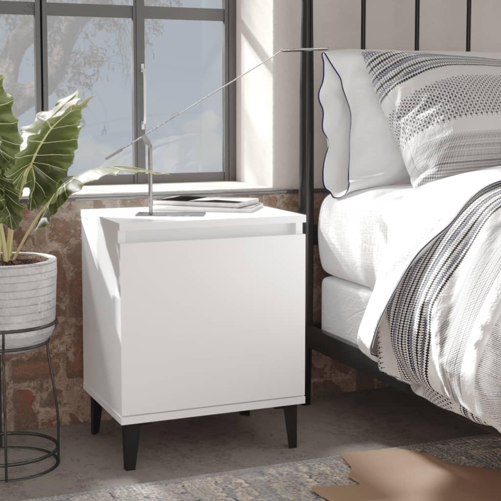 Table de chevet industrielle anti-désordre blanche avec niche latérale chic