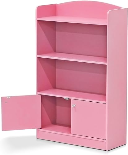 Miniatura 4 de FURINNO Elegante estantería Kidkanac con gabinete de almacenamiento color rosa