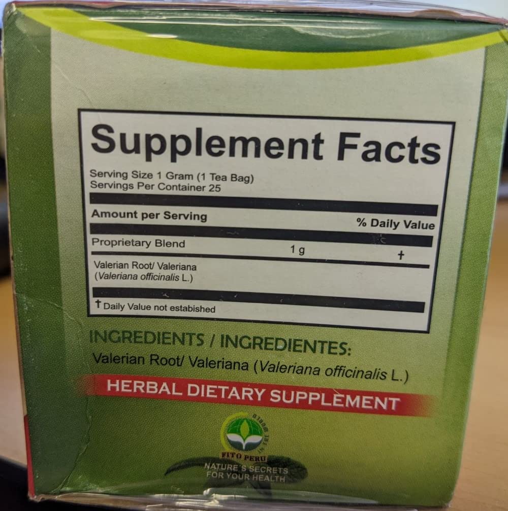 Hanan Valerian Root Tea (Valeriana) - 50 Tea Bags of Valerian Root Herbal Tea from Peru – Nature’s Calming Supplement for Relaxation before Bed – 1000mg Valeerian Valerain per Filtered Teabag : Health & Household