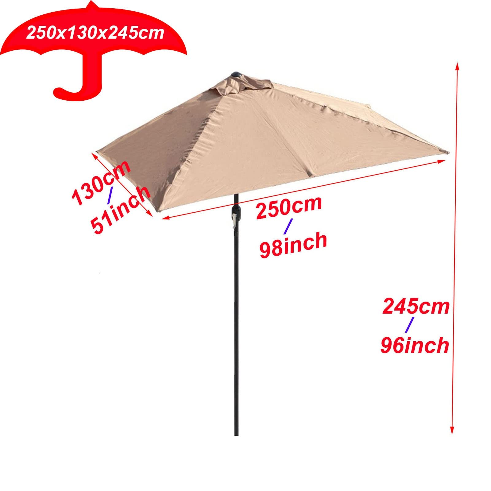 Połowa parasolowa parasol balkonowy 2M/2,5 m dla małych przestrzeni solidny parasol ogrodowy z systemem korb