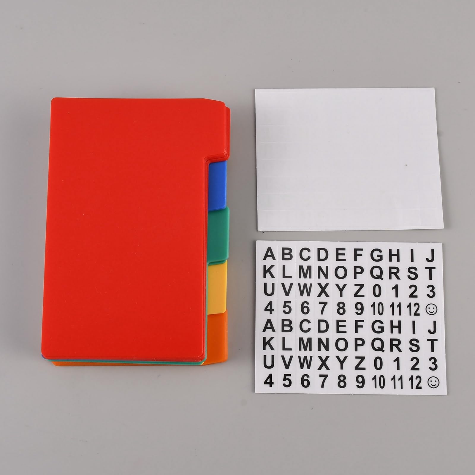 SUPERFINDINGS 50 divisori da 7,6 x 12,7 cm con divisori alfabetici contrassegnati in plastica, con 160 adesivi per schede di ricette e vassoi da ufficio