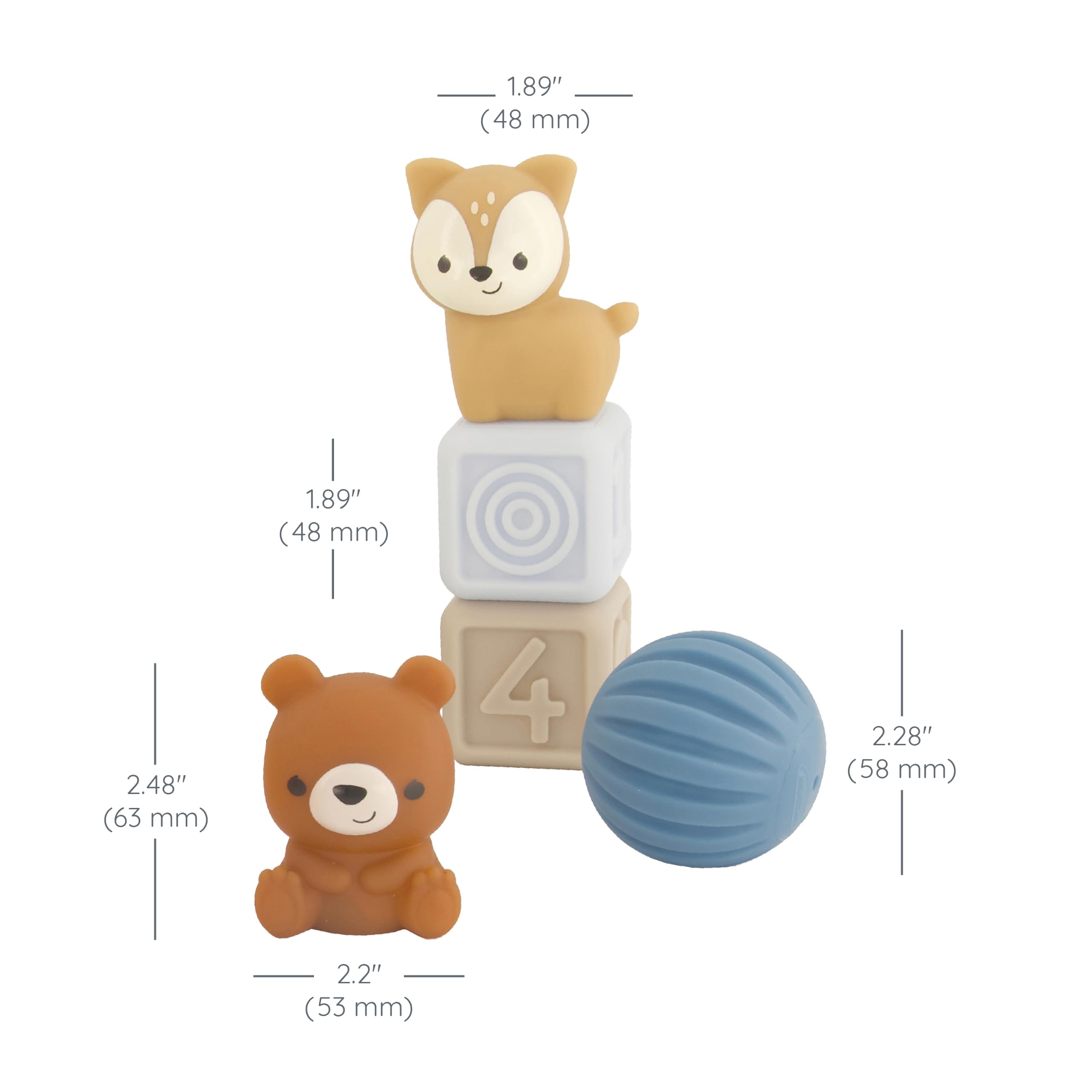 Infantino Woodland Pelotas, Bloques y Amigos, Set Sensorial para Bebés de 16 Piezas, Bloques Apilables Suaves con Figuras de Animales, Pelotas Sensoriales Texturizadas para Bebés de 6 a 18 Meses