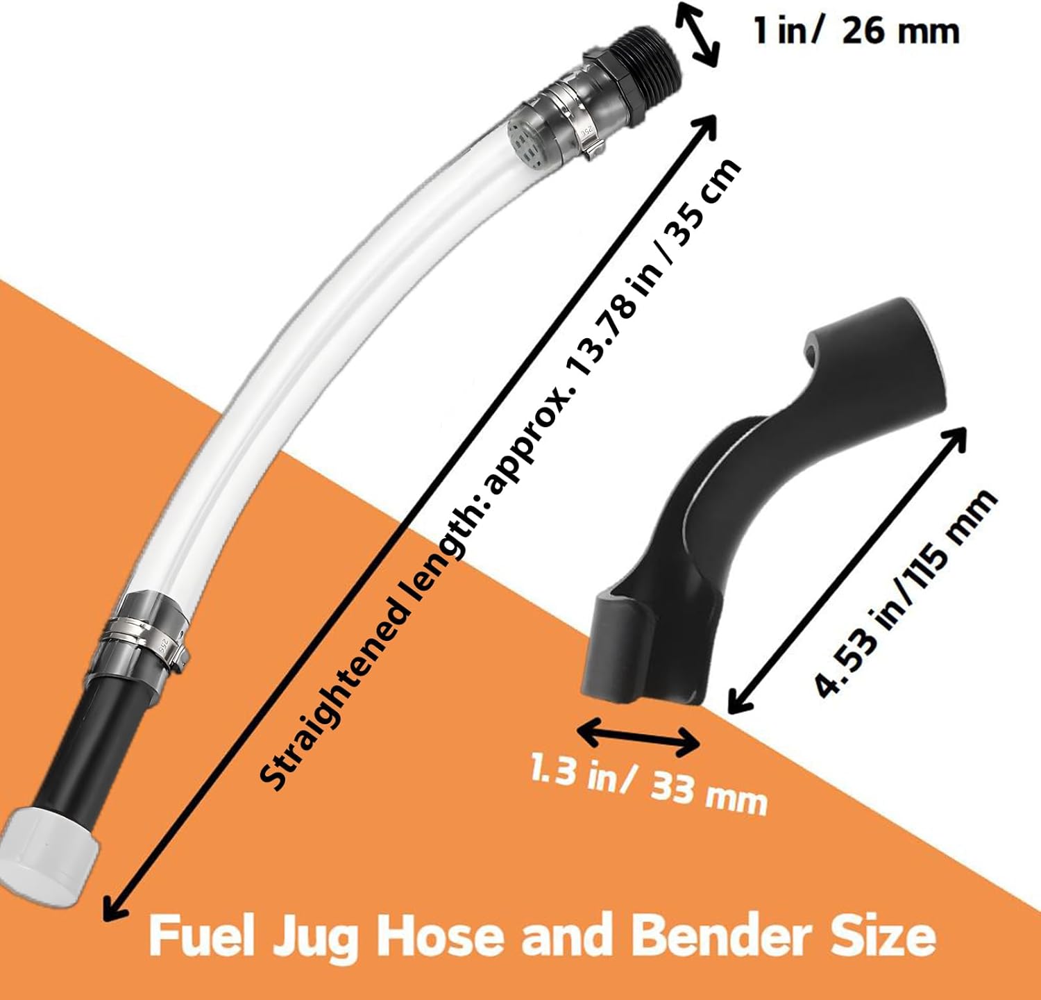 Gas Can Hose, Racing Fuel Jug Hose with Bender, for 3/5/5.5 Gallon Gas Cans,Vp Fuel Jug, Gas Can Spout Replacement with Upgraded Filler Design(3 Hoses & 1 Bender, 1 inch, 26 mm) thumbnail