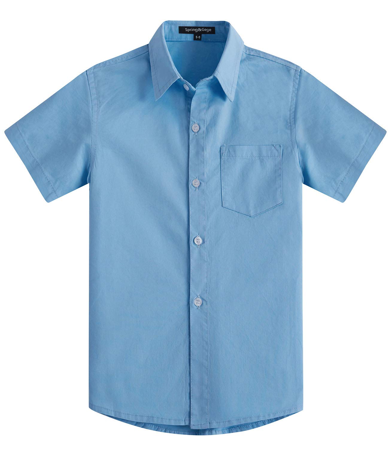 Spring&Gege Chicos Uniforme Manga Corta Abotonar Camisa para Niño (3-14Años)