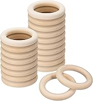 Vista 11 de uxcell 20 anillos de madera natural de 1.969 in (2 pulgadas), círculos de madera lisa sin terminar de 0.315 in de grosor para manualidades, tejer