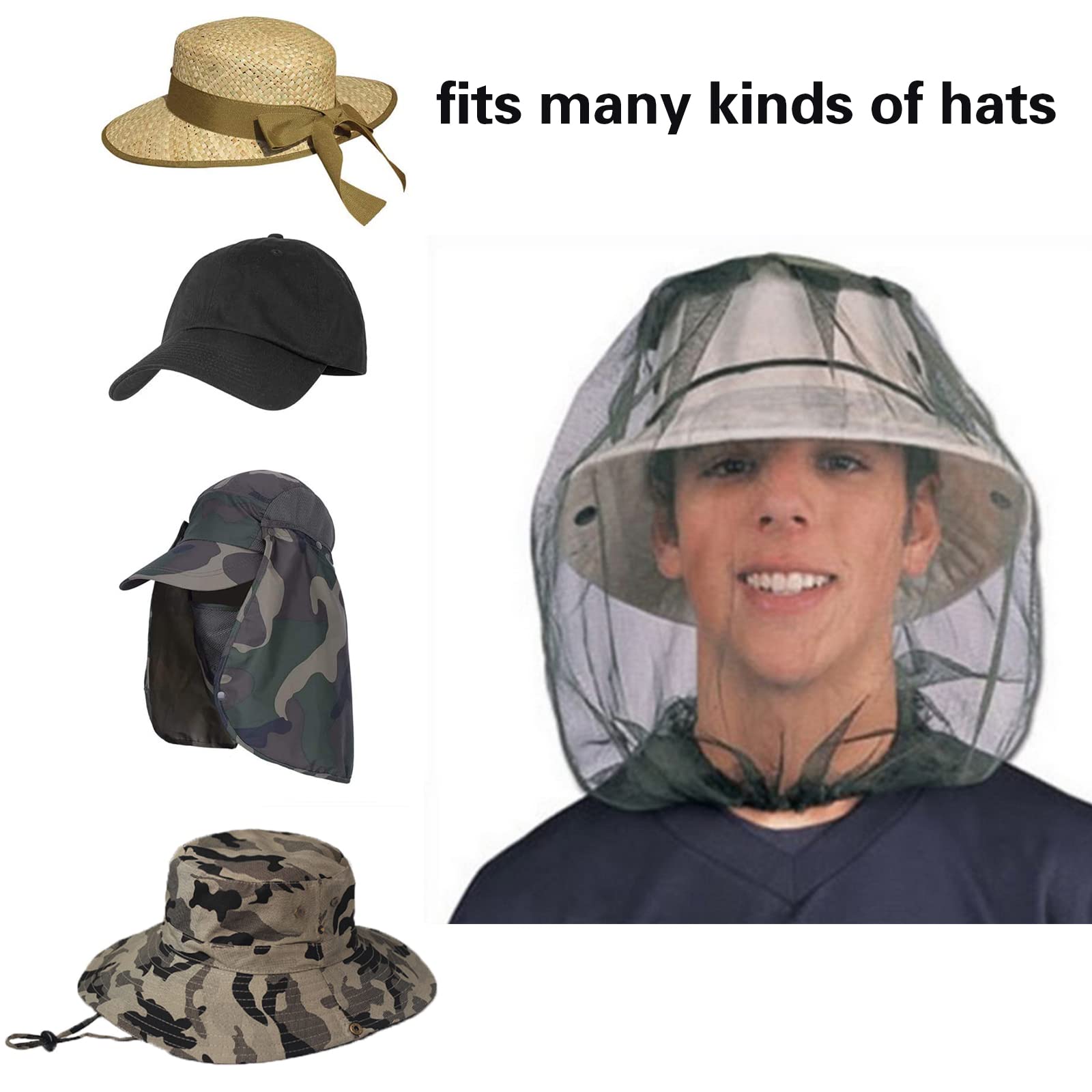 4PCS Masque Masque Anti Tête De Moustique Net Moustiquaire Pour Le Camping Et Les Voyages En Plein Air Taille Unique Noire 88776429