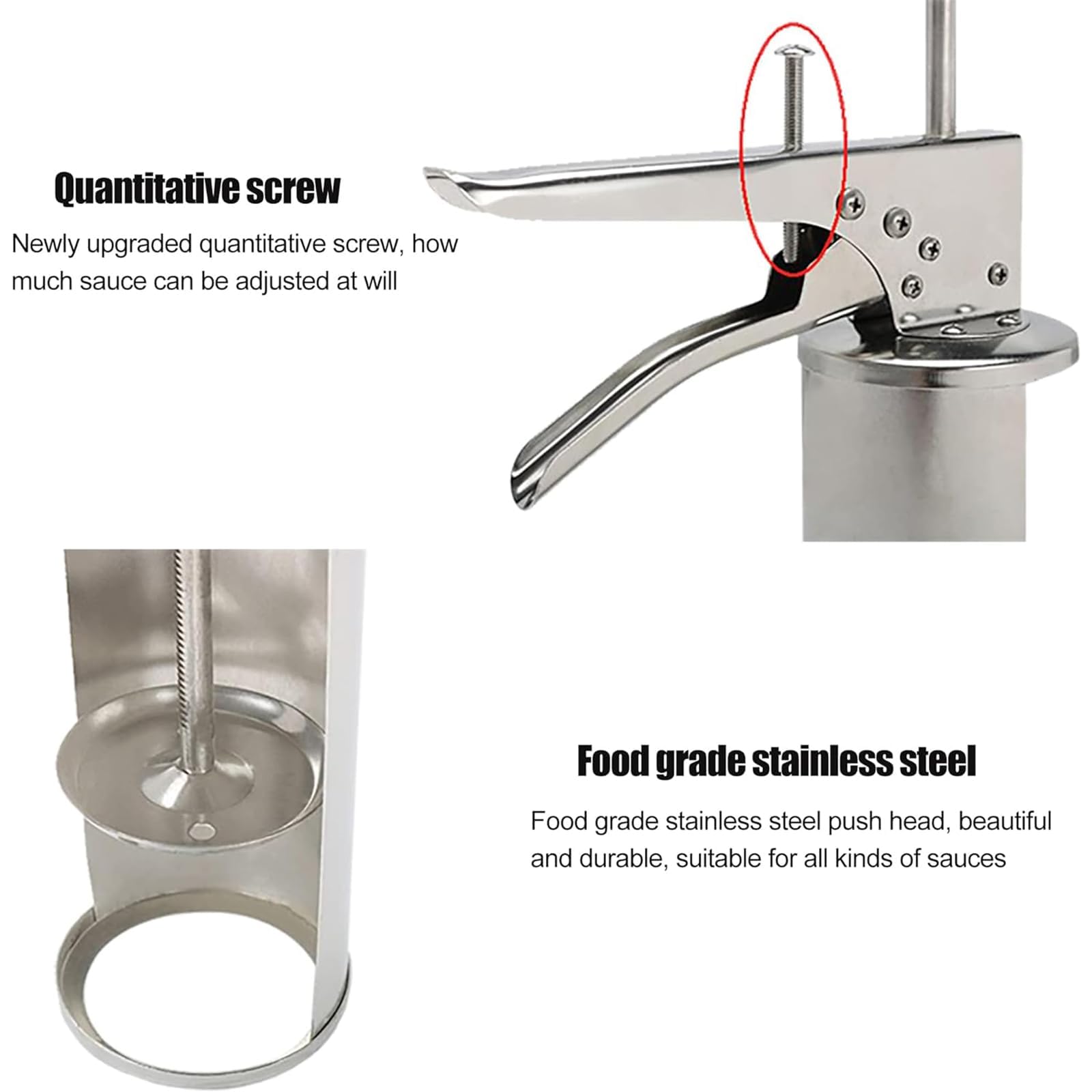 Pistola dispenser per salse, bottiglia da 650 ml, uscita regolabile da 10 a 15 g, dispenser per condimenti in acciaio inox, per condimenti, ketchup e altro ancora