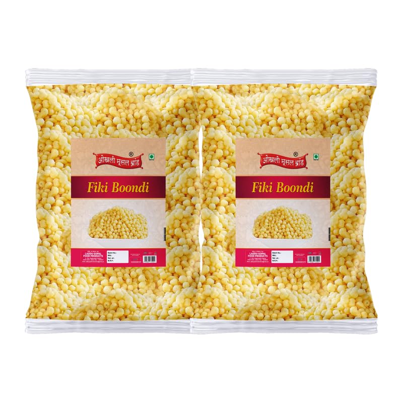 Image of OKHLI MUSAL BRAND Bundi Chach Buttermilk Curd Dahi Raita Boondi Snacks | Nagpur Khari Boondhi Boondi for Raita Plain Boondi Fiki Boondi Sada Boondi Murmure | Healthy and Hygenic Bundi-420g*2Pack