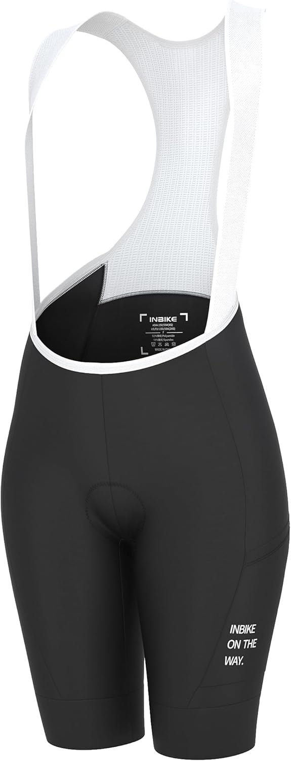 INBIKE Padded Cycling Bibs Women Bike Shorts with Pocket Biking Bibs for Spinning Road Bike MTB