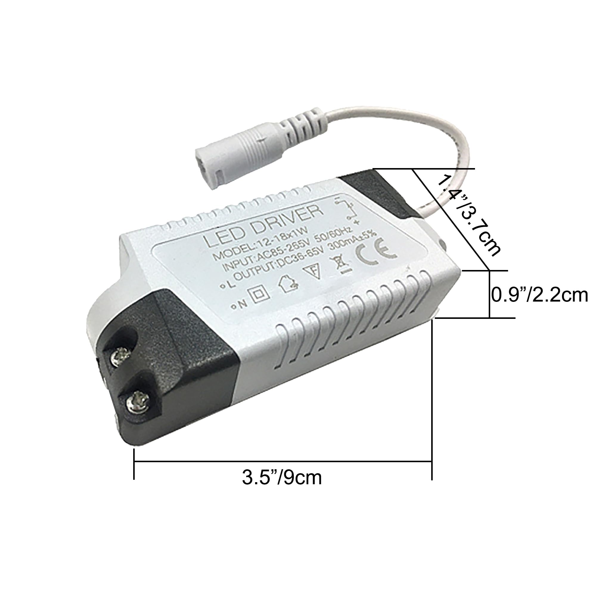 Trasformatore LED 12 – 18 W, trasformatore LED da 230 V a 36 – 65 VDC, alimentatore di rete per strisce luminose LED, faretti LED, confezione da 6