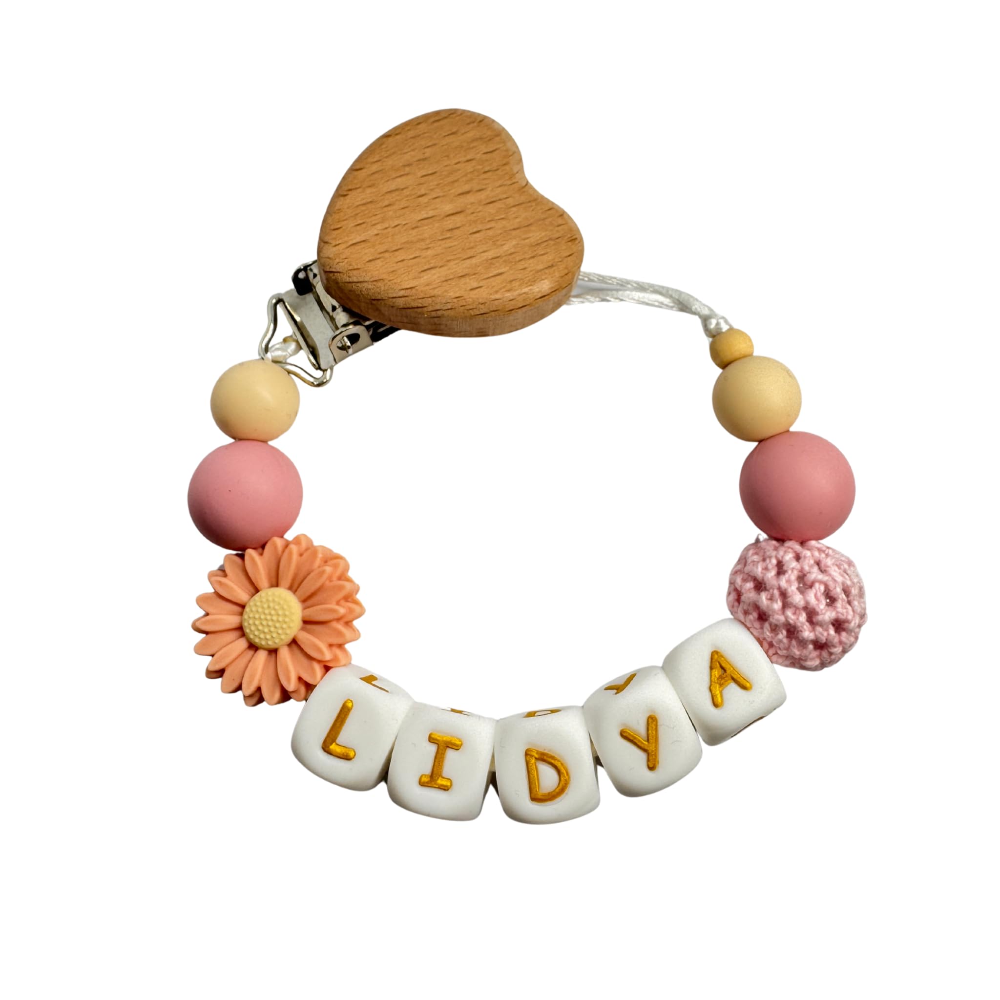 Schnullerkette mit Namen personalisiert für Junge oder Mädchen | Giraffe | personalisiertes Baby Geschenk | Schnullerband | verschiedene Modelle | inkl Geschenkebeutel | Handmade by Liylid (Modell 13)