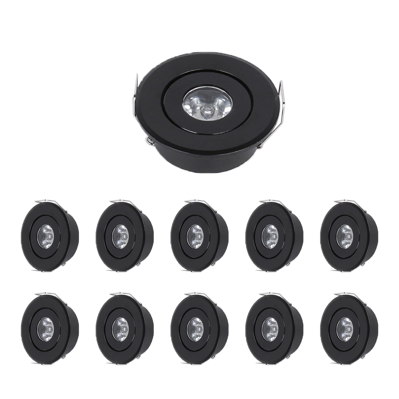 MRDEER 10 Pack LED Recessed Ceiling Lights, IP44 Waterproof Spotlights, 20mm Ultra Slim LED Downlights for Ceiling, Cutout Ø43-45mm, Warm White 3000K for Bathroom Living Room Kitchen (Black)